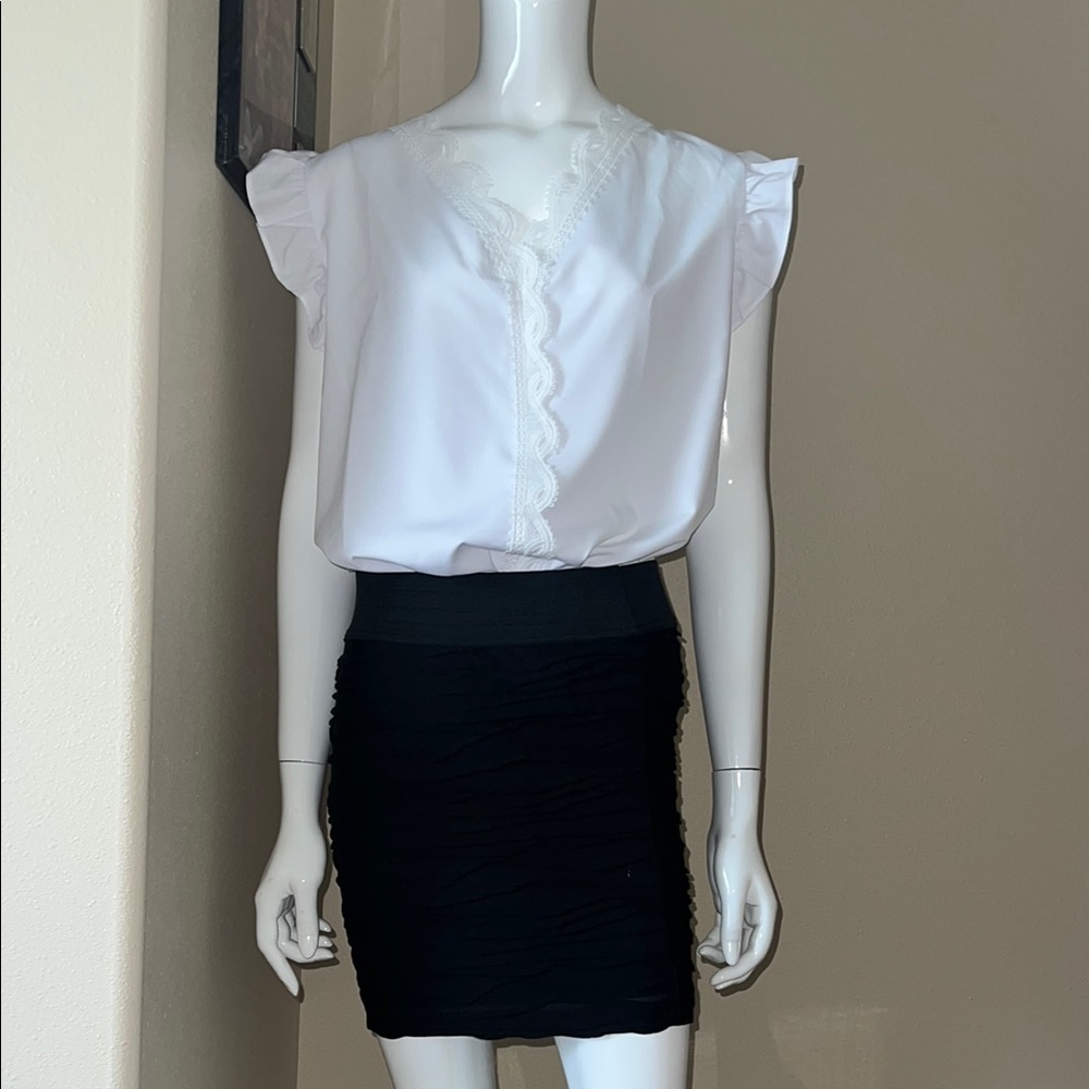 Chic White Ruched M  Top for Cocktail